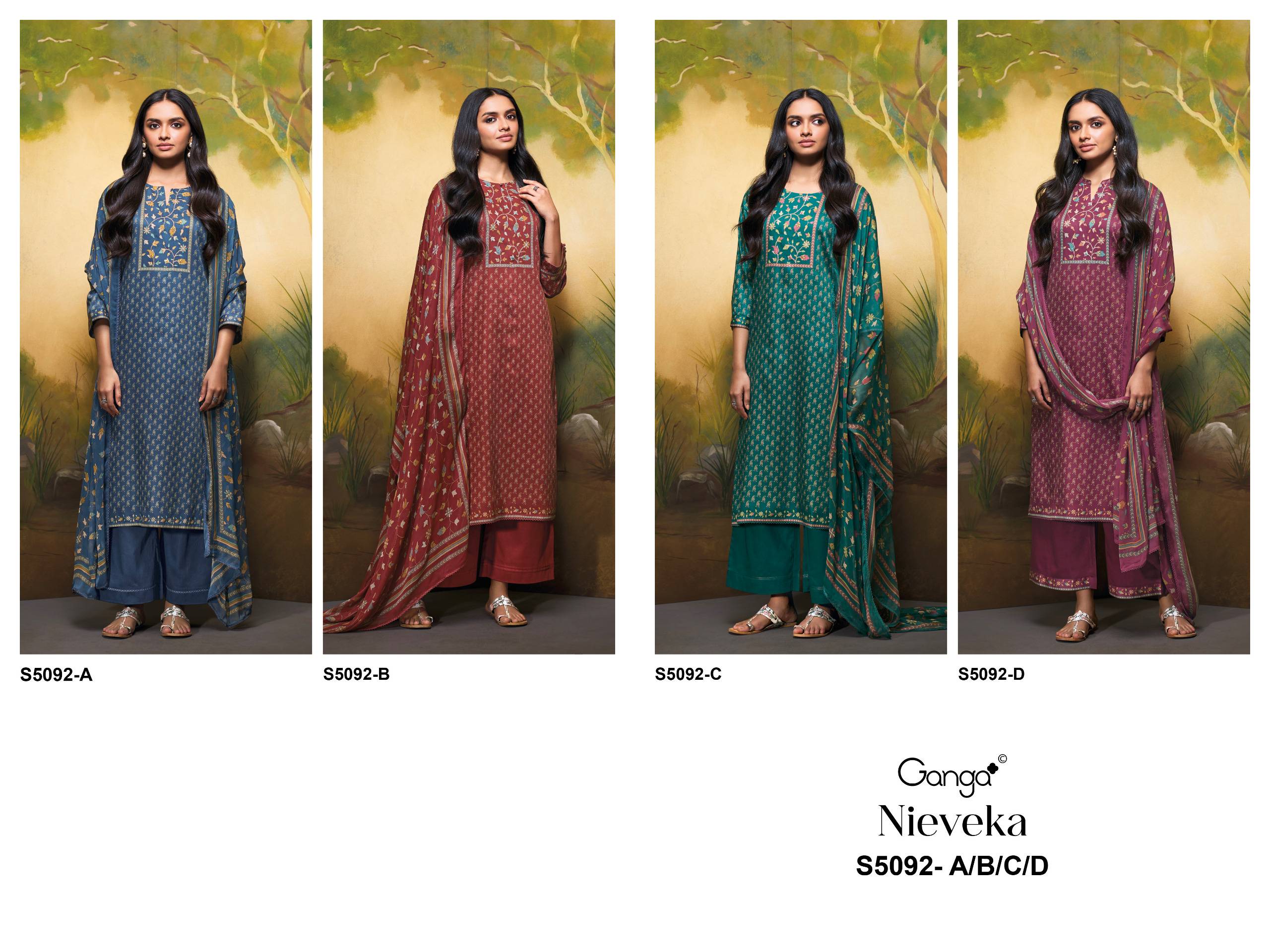NIEVEKA 5092 SERIES BY GANGA FASHION Beautiful Colourful COTTON SATIN Dresses At Wholesale Price